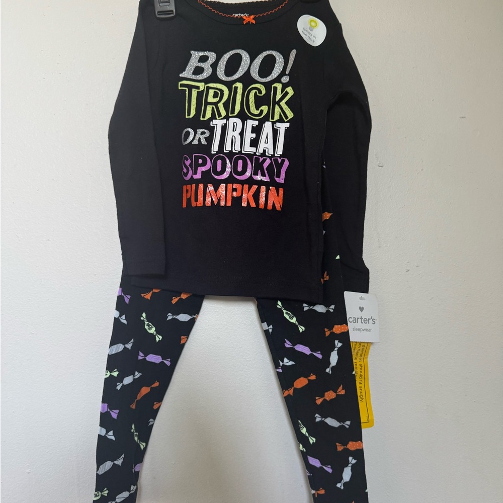 Carter's Black Halloween glow in the dark sleep wear 24 months NWT